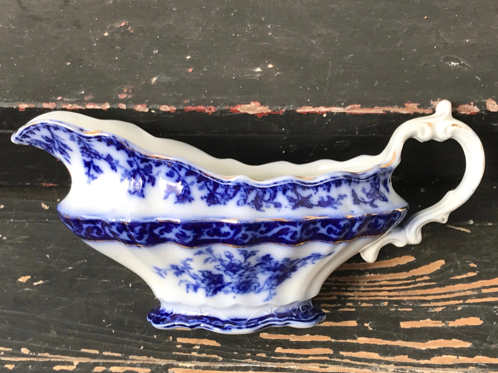 Antique Gravy Boats 2 Matching Flow Blue Gravy Boats Both Etsy