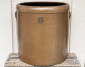 antique crock 6 gallon crock handmade salt glazed crock with handles early large crock pickling crock farmhouse antiques