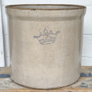 vintage crock ~ 2 gallon blue crown crock ~ Ransbottom Brothers crock ~ pickling crock ~ stoneware crocks ~ farmhouse vintage