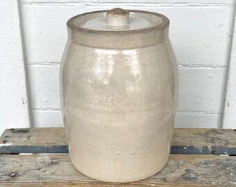 vintage crock with lid ~ unusual shape ~ pickling crocks ~ stoneware crocks ~ unusual find with the lid ~ vintage farmhouse