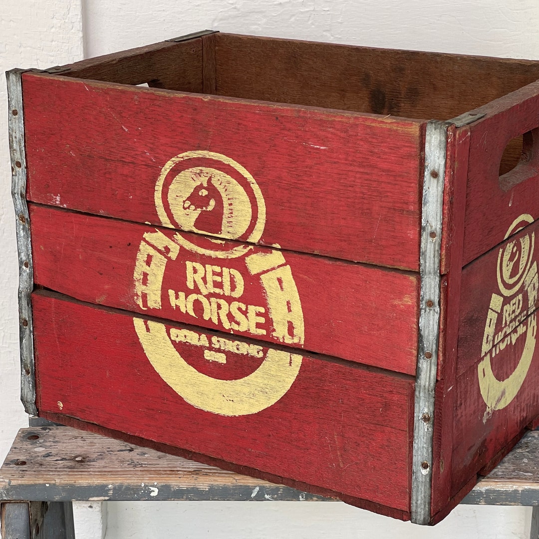 Red Horse Beer Crate RARE Crate Wooden Beer Crate Red Wood Beer Crate