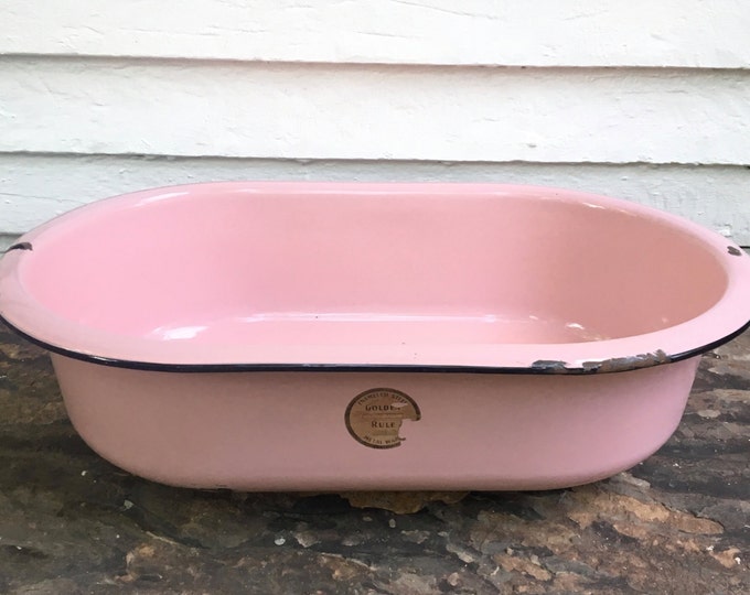 27 Pink Porcelain Tub Holds Water Pink Enamelware Wash Basin Wash Tub