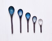 Handmade Custom Ceramic Spoons in Dark Brown Clay Glazed Buyer's Choice