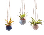 Set of Three Small Hanging Planters MADE TO ORDER.  Planters for Airplants in Oasis, Opal, and White