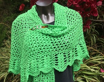 Crochet green shawl, bridesmaids cover up, bridal evening shawl, bridesmaids shawl, crochet wedding shawl