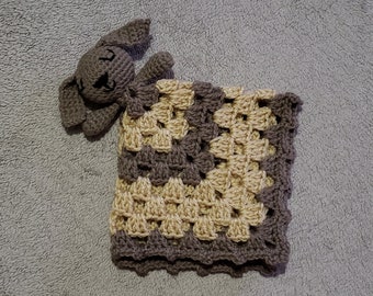 Baby lovey, handcrocheted puppy head lovey blanket for babies