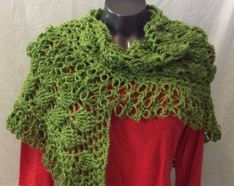 Crochet spring green shawl,bridesmaid cover up,crochet green shawl, evening shawl, crochet pineapple shawl