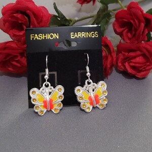 Yellow Butterfly Earrings, Butterfly, Butterflies, Stainless steel earwire hook, Butterfly Earrings, birthday gifts for her