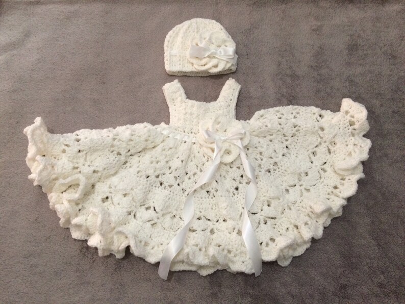 newborn to 3 months old baby dress Crochet baby dress