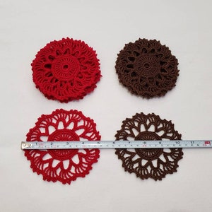 Lot of 12 small doilies, handcrocheted coasters, mini doilies, brown mini-doilies, small cotton coasters, wedding doilies, party doilies