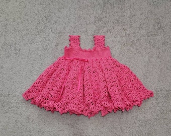 Crochet baby dress, newborn to 3 months old baby dress