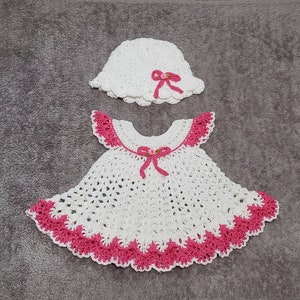 Baby Dress and hat for Newborn to 3 months old. Cotton white Baby Dress best gift for Baby Shower/Coming Home Outfit