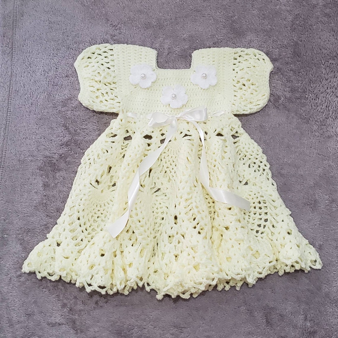 Crocheted Baby Dress for 612 Months Old Baby Girl. Yellow Etsy