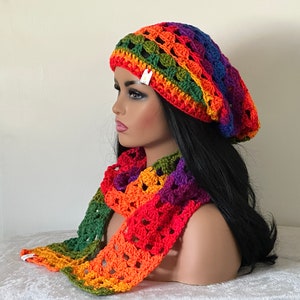 Crochet Slouchy hat and scarf winter set