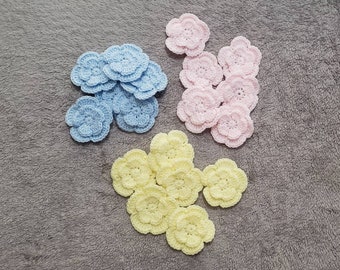 Small crochet flowers, Crochet craft supplies to decorate your scrapbooking or clothing.