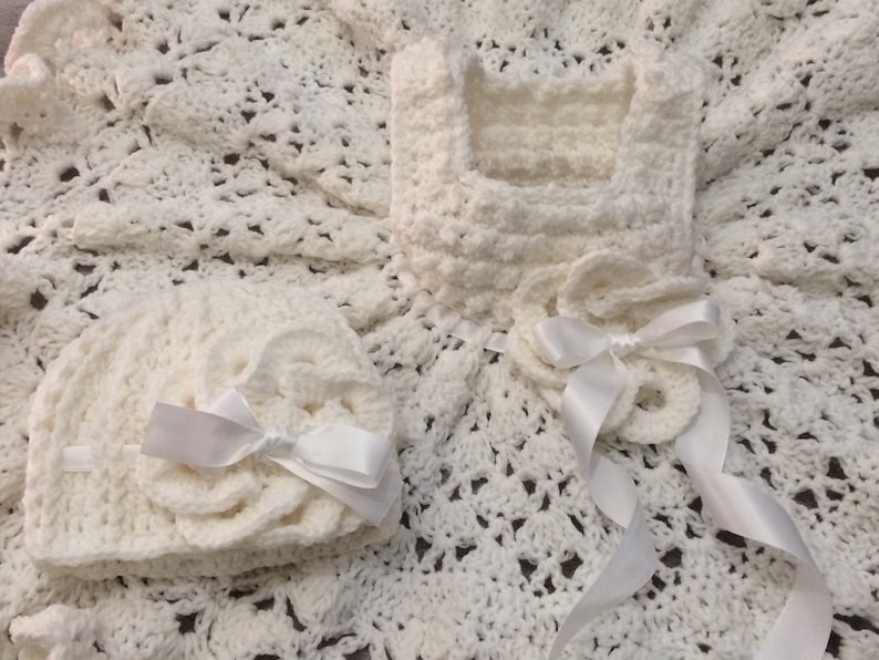 newborn to 3 months old baby dress Crochet baby dress
