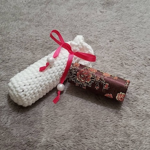 Lipstick case with mirror and pouch, beauty accessories, mothers day gift, birthday gift for her, anniversary gift