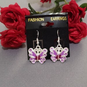 Pink Butterfly Earrings, Butterfly, Butterflies, Stainless enamel butterfly earing,  Butterfly  drop Earrings, Blue butterfly earing