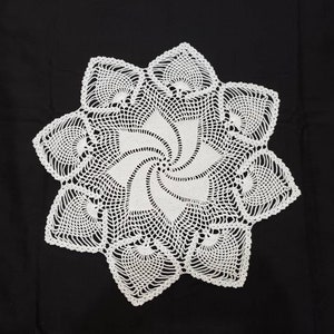 Crochet octagonal pineapple and swirl white lacy doily. Add as a beautiful display for table or any furniture&#39;s inside your home