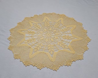 Crochet doily,Crochet centerpiece,  round doily, yellow doily, home decor, table display