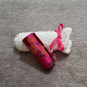 Lipstick case with mirror and pouch, beauty accessories, mothers day gift, birthday gift for her, anniversary gift