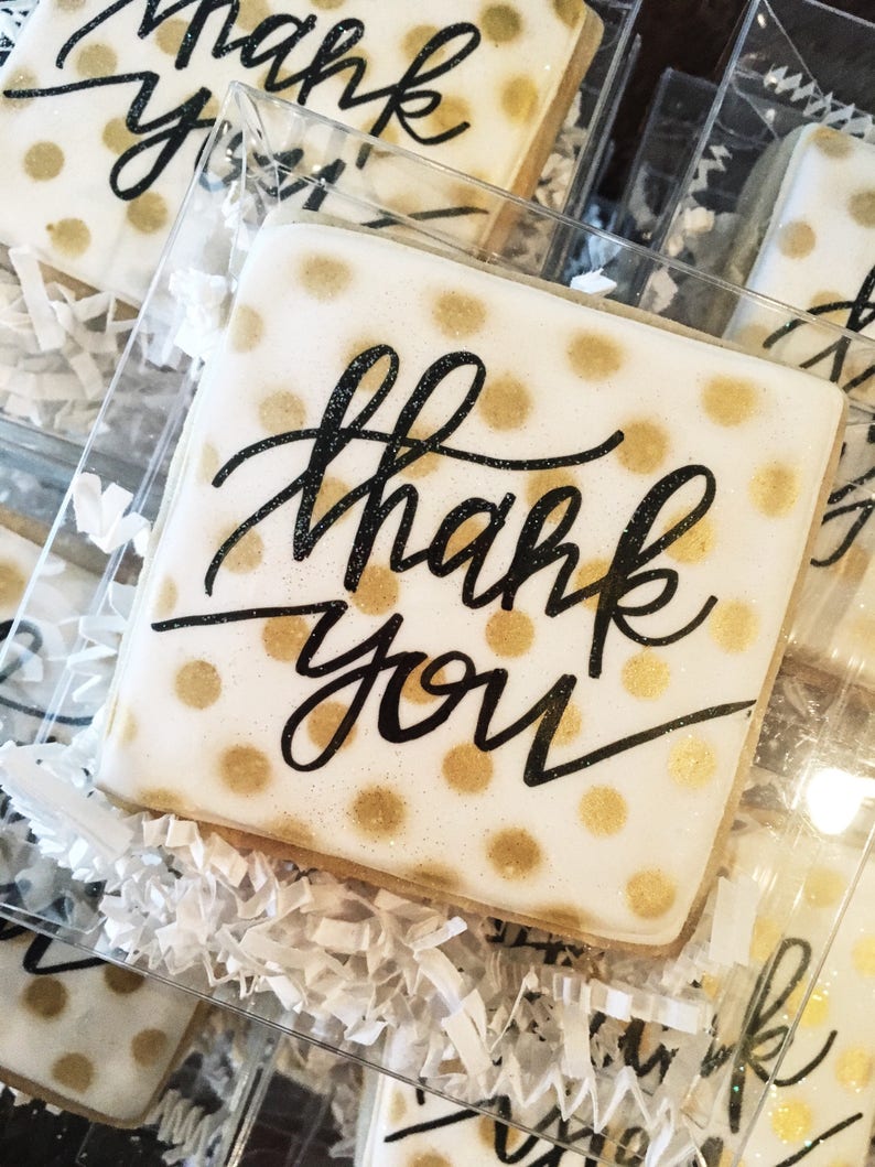 Custom Thank You Cookies 1 Dozen 12 Custom Sugar Cookies Etsy