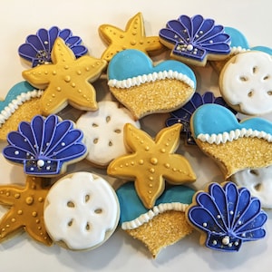 Ocean & Seashell Cookies Custom Sugar Cookies Kids Birthday Party Boy ...