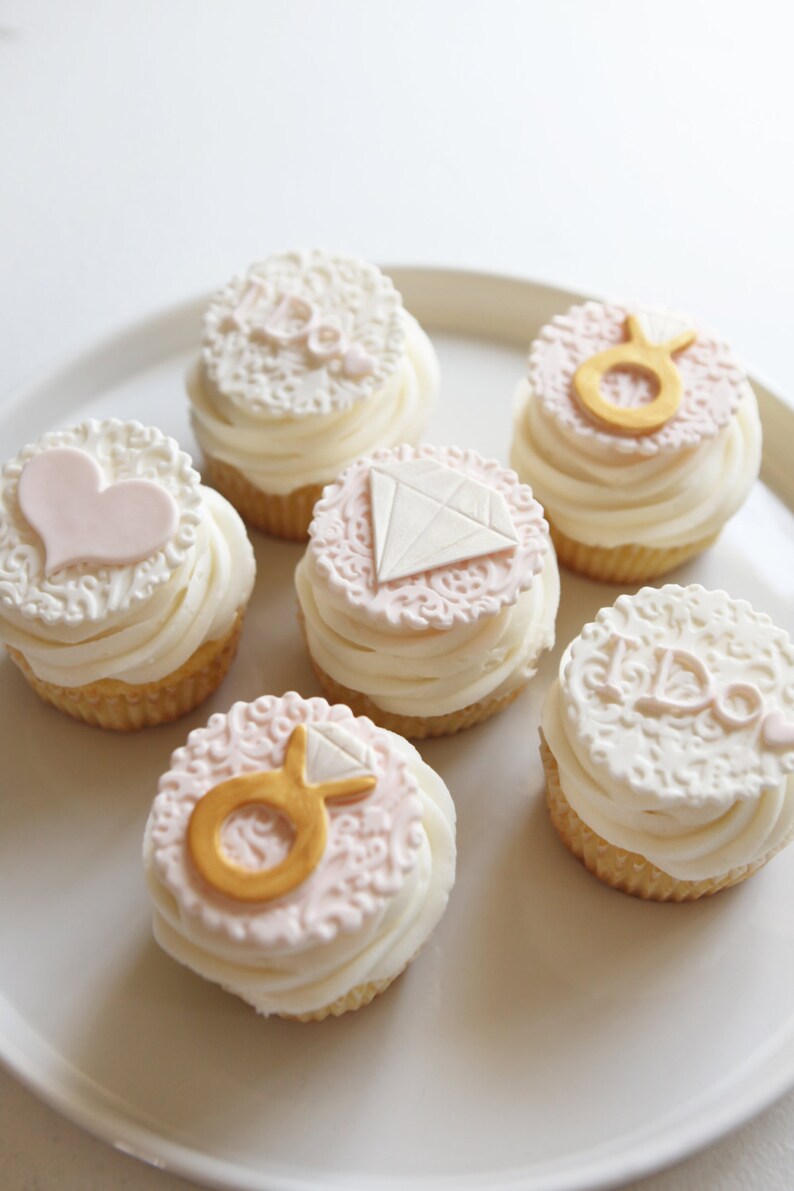 Bridal Shower Cupcake Toppers Fondant Etsy Bridal Shower Cupcake Toppers Fondant Etsy