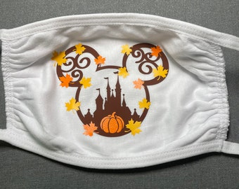 Máscara facial inspirada en Disney Día de Acción de Gracias Castillo lavable en Mickey Enviar el mismo día si se solicita antes del mediodía