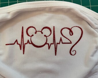 Máscara facial inspirada en Disney Heartbeat lavable Día de San Valentín Tamaño adulto