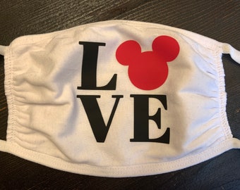Máscara facial de amor inspirada en Disney, lavable, Mickey Mouse, tamaño adulto, día de San Valentín