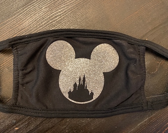 Máscara facial inspirada en Disney Castillo lavable en tamaño adulto o juvenil de Mickey Mouse