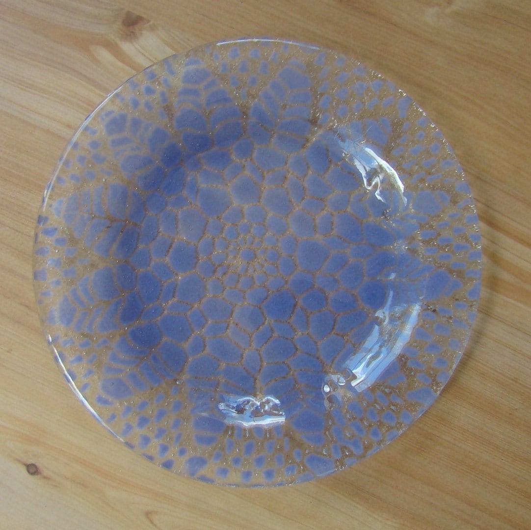 Eclectic Pastel Dessert Plate Set II, Fused Glass Plate Set, Sea Glass