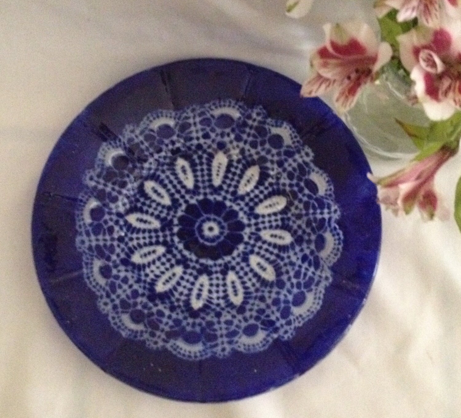 Elegant Serving Platter in Cobalt Blue Fused Glass Serving Etsy
