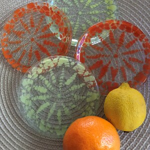 Citrus Coaster Set of Four  Lemon and Orange Glass Coasters