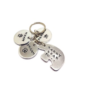 DADDY BEAR TO. Baby Bear. Papa Bear.Pesonalised Keyring. Family Keyring. Fathers Day. Mothers Day. Handstamped. Aluminium.