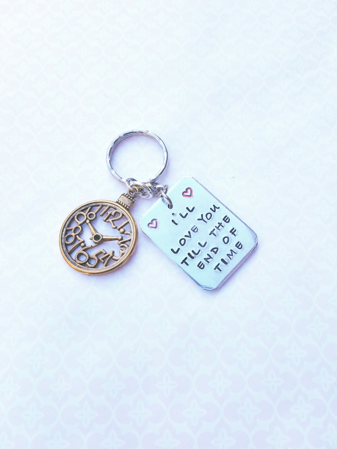 CLOCK KEYRING.LOVE You Keyring. Metal Clock Face. Till End of Time. Valentines Gift.husband Gift