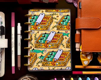 Spooky Sardine Witch Fish Halloween Creepy Cute Laminated Discbound Planner Cover | Fits Happy Planner | Ring Agenda Dashboard