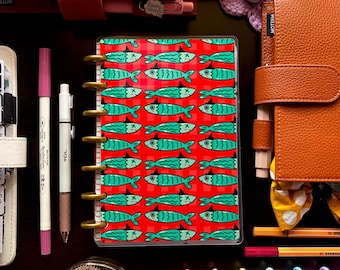 Spooky Sardine Witch Fish Halloween Red Creepy Cute Laminated Discbound Planner Cover | Fits Happy Planner | Ring Agenda Dashboard