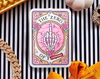 Tarot Zero F**** Spooky Halloween Funny Hand Drawn Water-Resistant Vinyl Sticker