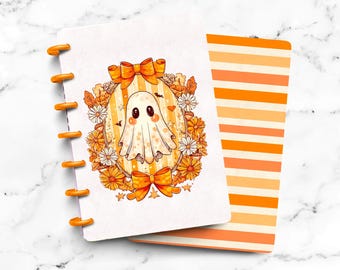 Vintage Ghost Fall Halloween Laminated Discbound Planner Cover | Fits Happy Planner | Ring Agenda Dashboard