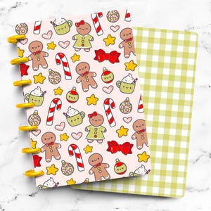 Kawaii Christmas Gingerbread Cute Festive Holiday Laminated Discbound or Ring Planner Dashboard Divider | Fits Happy Planner