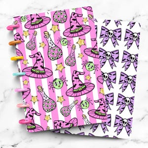 Pink Witch Hat Laminated Discbound or Ring Planner Dashboard Divider | Fits Happy Planner