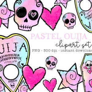 Pastel Ouija Clipart Bundle: Skull, Heart, Star PNG (Commercial Use)