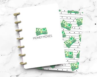 Money Moves Budget Laminated Discbound Planner Cover | Fits Happy Planner | Ring Agenda Dashboard