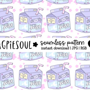 Fledermaus Juice Box Gruseliger Halloween Pastell Karton Nahtlos Niedliches Kawaii Muster PNG | Sublimationsgewebe Scrapbook Design Werbung