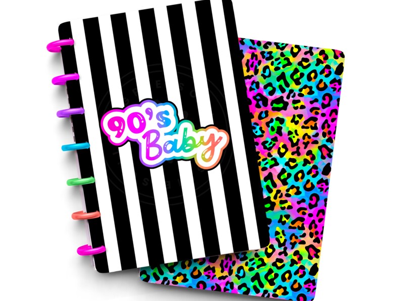 90s Baby Leopard Laminated Discbound Planner Cover Fits Happy Planner