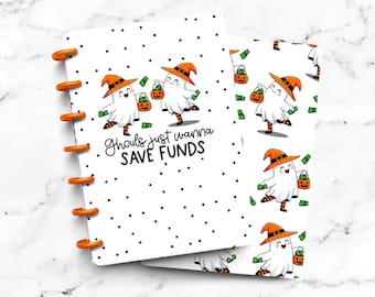 Ghost Budget Finance Savings Laminated Discbound Planner Cover | Fits Happy Planner | Ring Agenda Dashboard