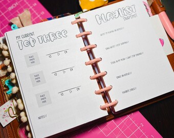 Playlist Snapshot Muziektracker Dagboek Printbaar Werkblad | Planner Reflectiegids Notities Creatief Dagboek geschikt voor Mini HP