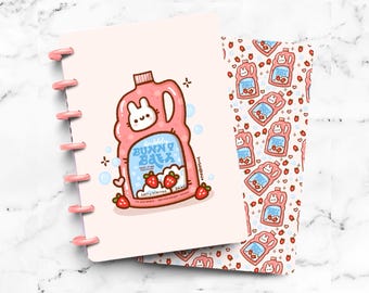 Bunny Bubbles Kawaii Cozy Laminated Discbound Planner Cover | Fits Happy Planner | Ring Agenda Dashboard